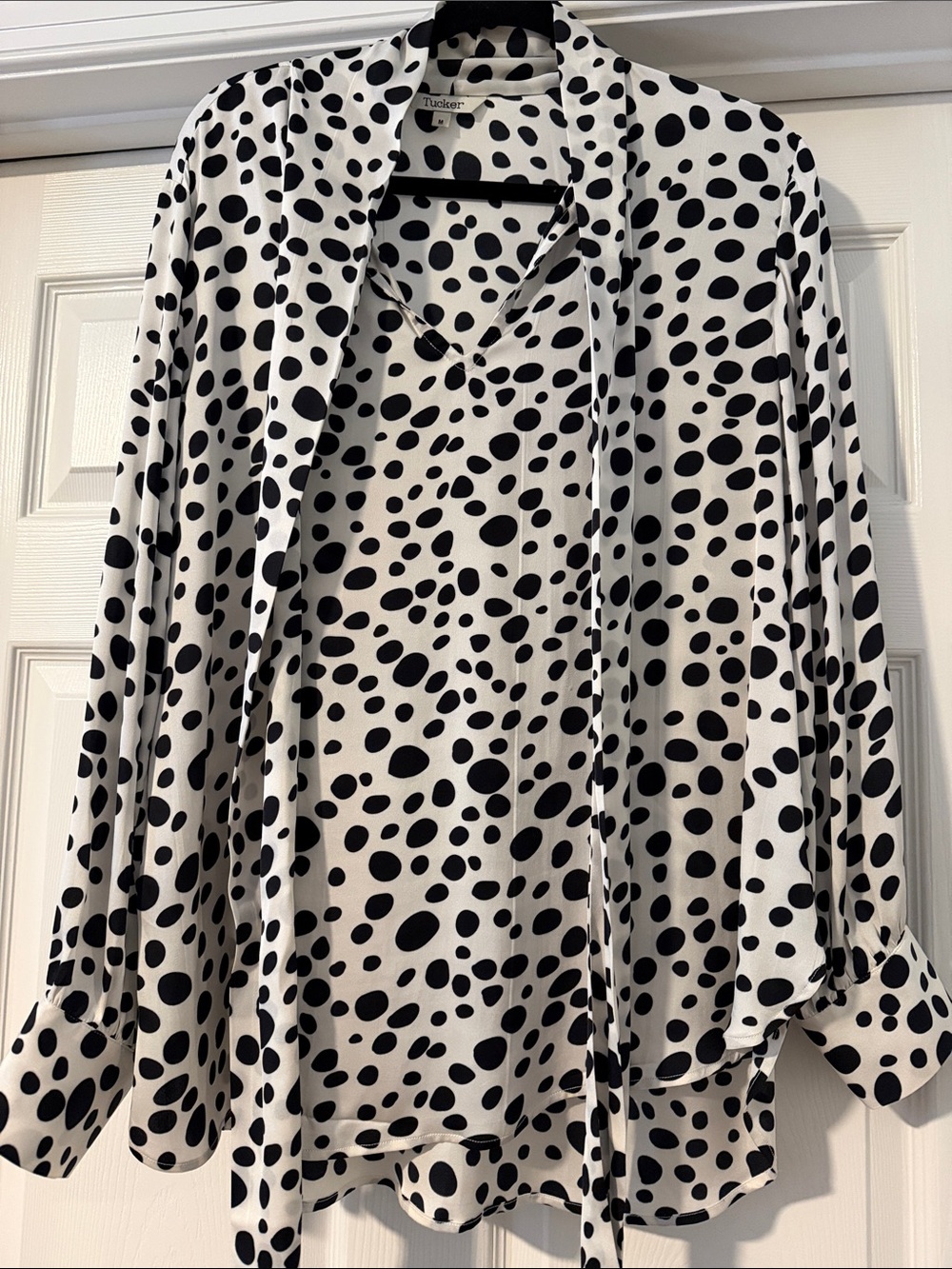 {Tucker} Black & White Dalmatian Print Blouse